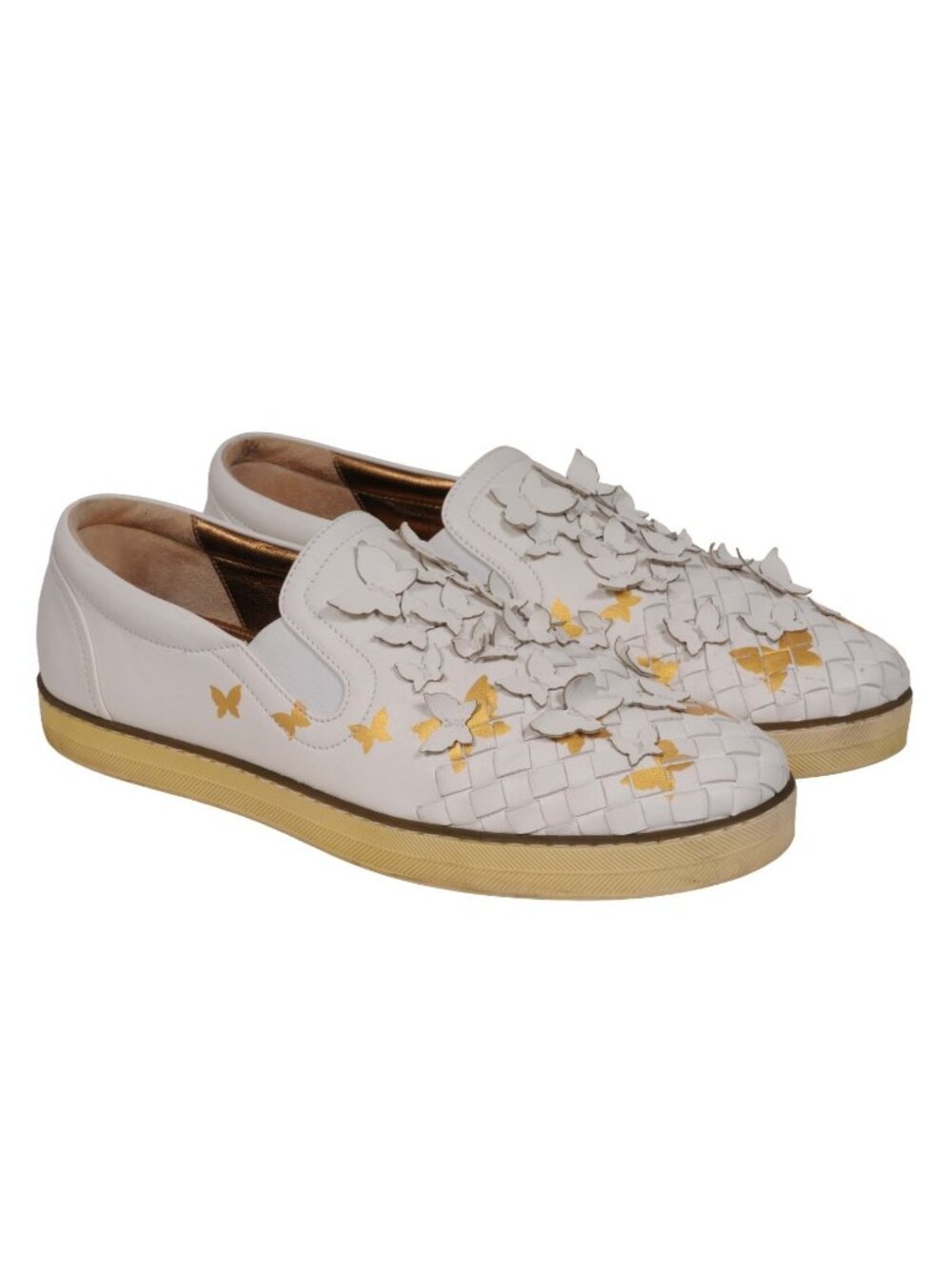 Bottega Veneta Women Intrecciato Butterfly Low Top Sneakers US 10 EU 40 White